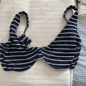 Abercrombie curve love Striped Navy and White Bikini Top